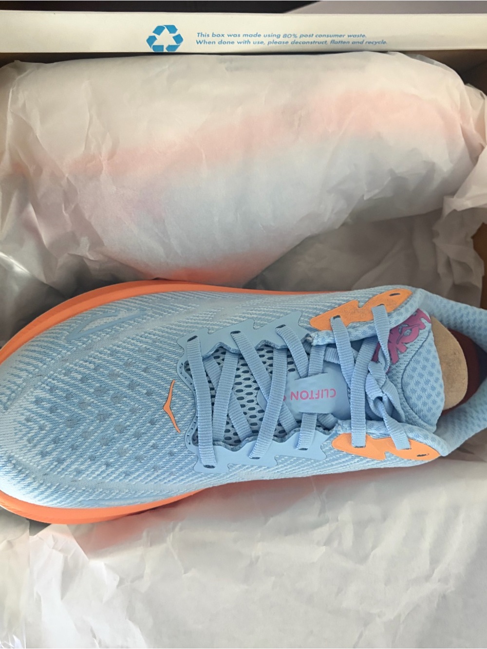 Hoka Light Blue and Peach Women's Running Shoe